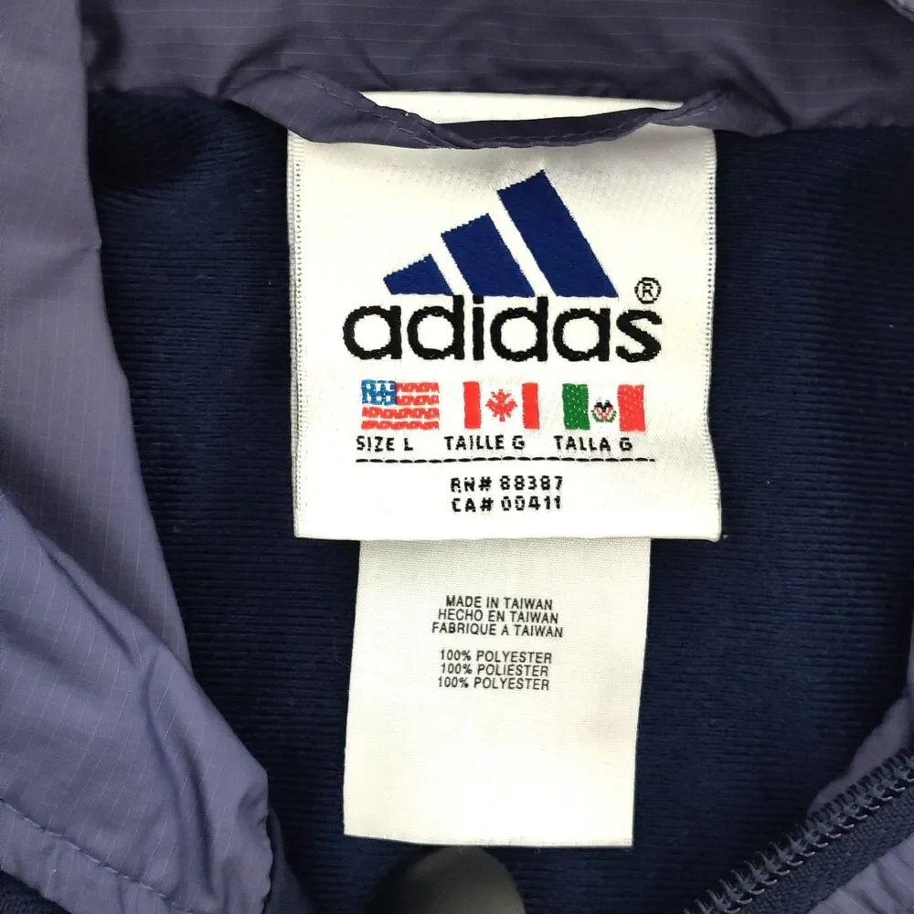 Adidas Mens L Navy Blue Orange Windbreaker Jacket Track Pants Tracksuit Set